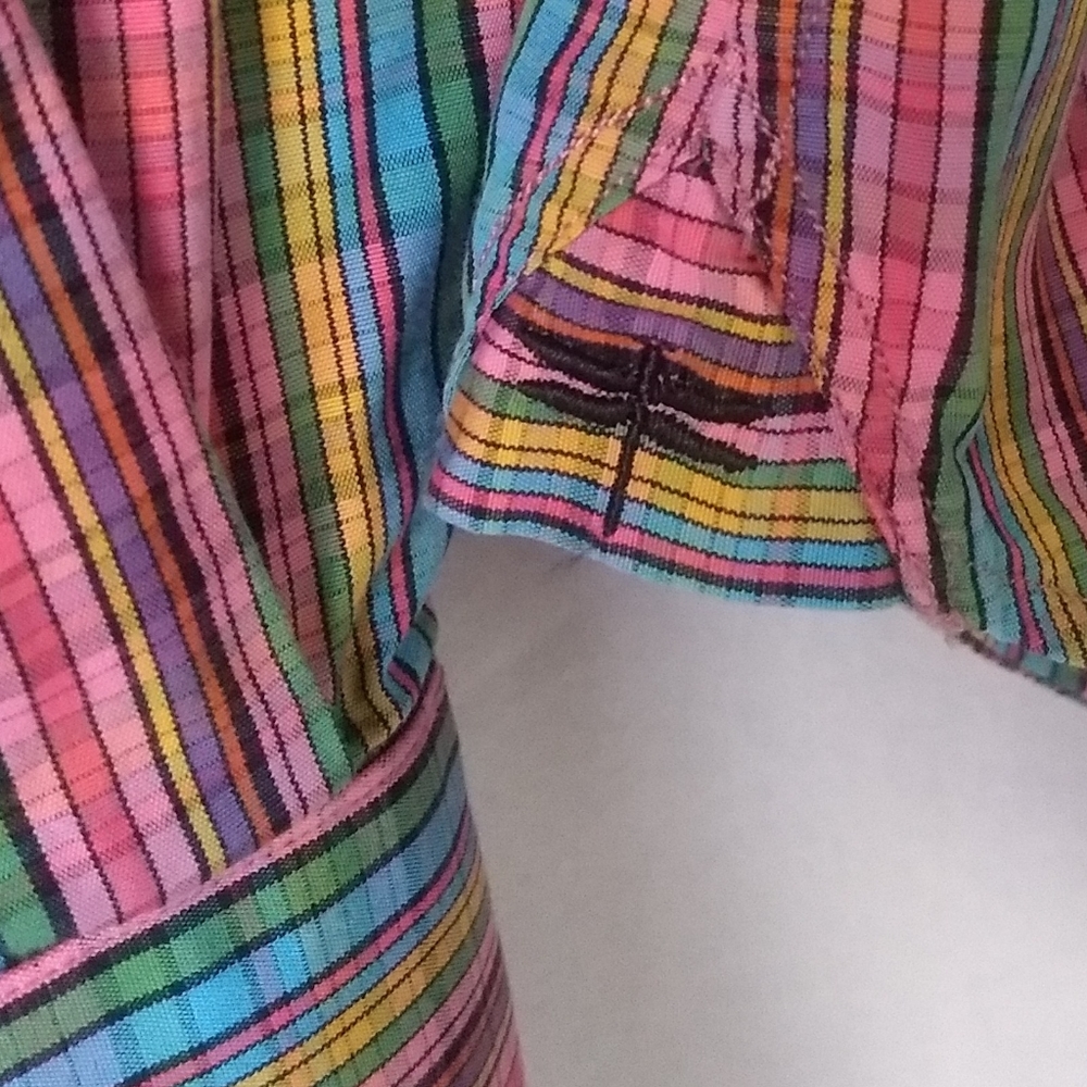 Andrea Becker Rainbow Plaid button down top S - Picture 6 of 9